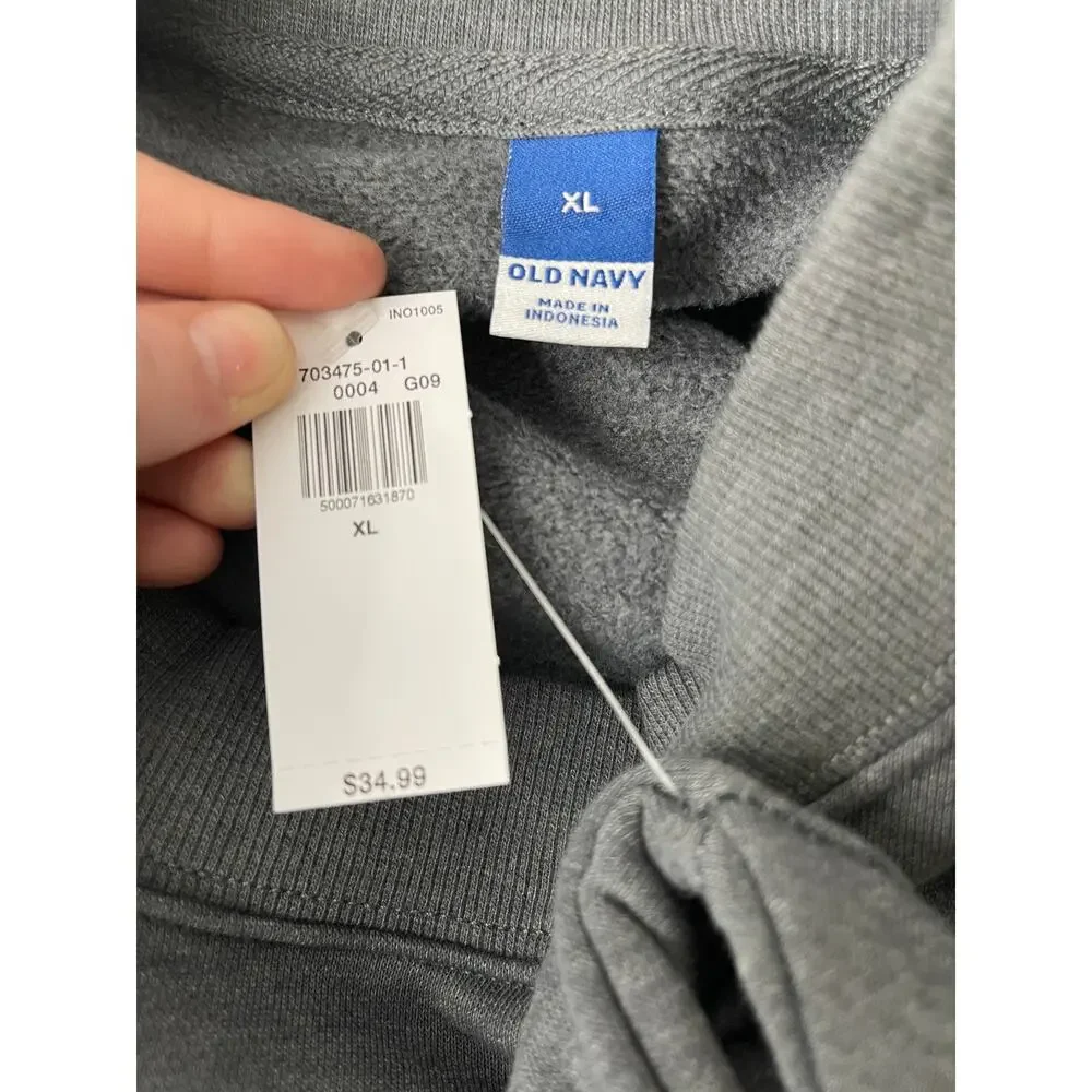 Old Navy Womens Long Sleeve Gray Relaxed Fit Sweatshirt Sweater Pocket XL NEW